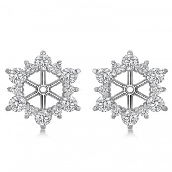 Diamond Flower Halo Earring Jackets 14k White Gold (1.20ct)