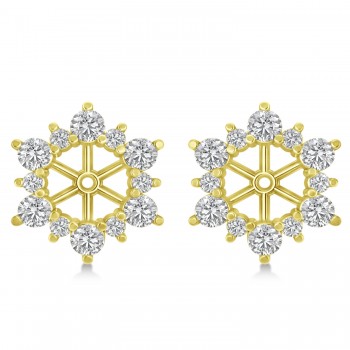 Diamond Flower Halo Earring Jackets 14k Yellow Gold (1.20ct)