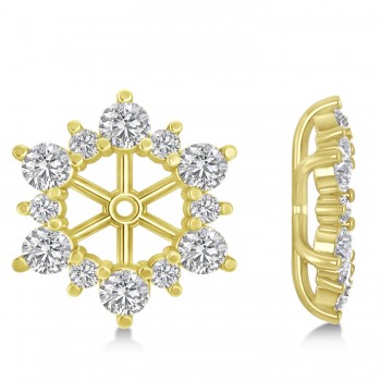 Diamond Flower Halo Earring Jackets 14k Yellow Gold (1.20ct)