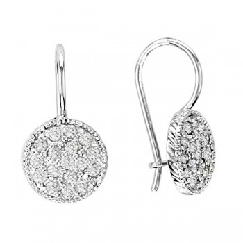 Pave Set Diamond Circle Earrings 14K White Gold (0.65ct)