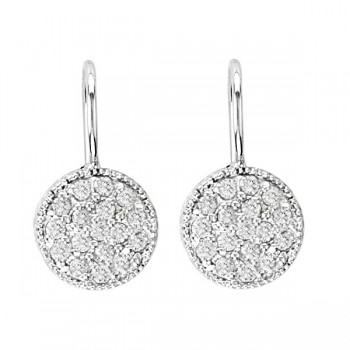 Pave Set Diamond Circle Earrings 14K White Gold (0.65ct)