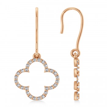 Diamond Clover Drop Earrings 14K Rose Gold (0.56ct)