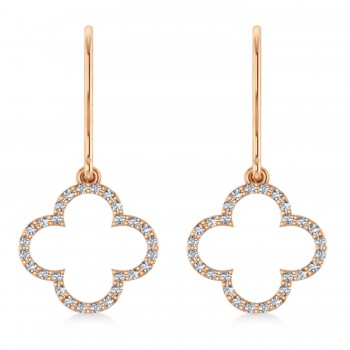 Diamond Clover Drop Earrings 14K Rose Gold (0.56ct)