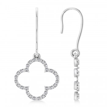 Diamond Clover Drop Earrings 14K White Gold (0.56ct)