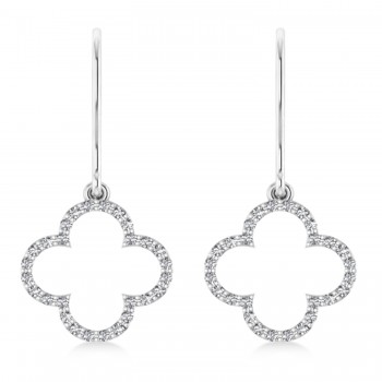 Diamond Clover Drop Earrings 14K White Gold (0.56ct)