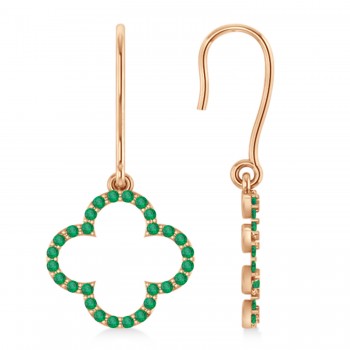 Emerald Clover Drop Earrings 14K Rose Gold (0.56ct)