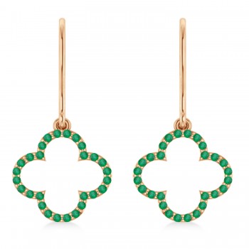 Emerald Clover Drop Earrings 14K Rose Gold (0.56ct)