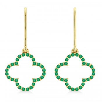 Emerald Clover Drop Earrings 14K Yellow Gold (0.56ct)