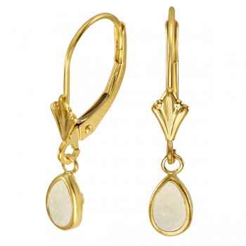 Pear Opal Bezel Drop Earrings in 14K Yellow Gold (0.44ct)