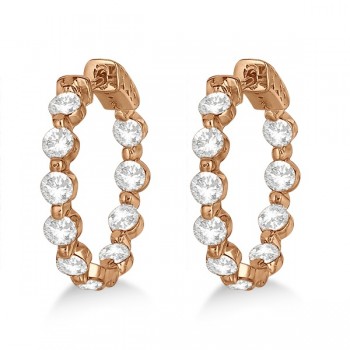 Small Round Floating Diamond Hoop Earrings 14k Rose Gold (4.00ct)