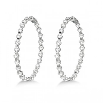 Large Round Floating Diamond Hoop Earrings 14k White Gold (10.00ct)