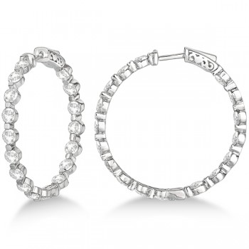 Medium Round Floating Diamond Hoop Earrings 14k White Gold (6.80ct)