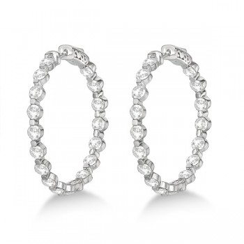 Medium Round Floating Diamond Hoop Earrings 14k White Gold (6.80ct)