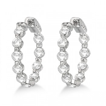 Small Round Floating Diamond Hoop Earrings 14k White Gold (4.00ct)