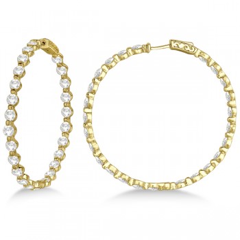 Large Round Floating Diamond Hoop Earrings 14k Yellow Gold (10.00ct)