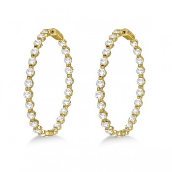 Large Round Floating Diamond Hoop Earrings 14k Yellow Gold (10.00ct)