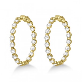 Medium Round Floating Diamond Hoop Earrings 14k Yellow Gold (6.80ct)