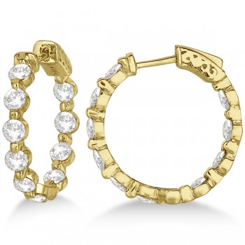 Small Round Floating Diamond Hoop Earrings 14k Yellow Gold (4.00ct)