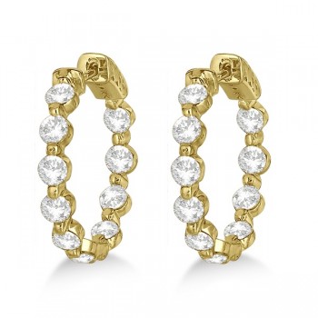 Small Round Floating Diamond Hoop Earrings 14k Yellow Gold (4.00ct)