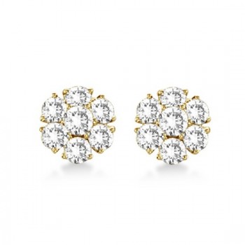 Diamond Flower Cluster Earrings in 14K Yellow Gold (3.00ct)