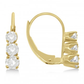 Three-Stone Leverback Lab Grown Diamond Earrings 14k Yellow Gold (2.00ct)