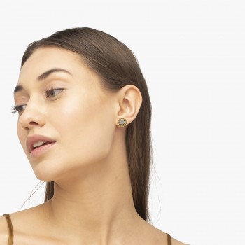 Diamond Sunflower Shaped Earrings 14k Two-Tone Gold (0.14ct)