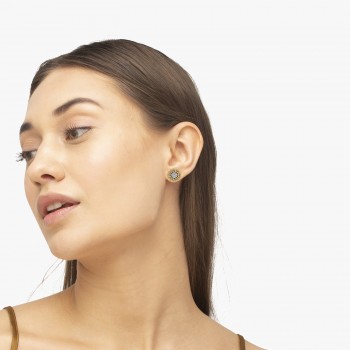 Diamond Sunflower Shaped Earrings 18k Two-Tone Gold (0.14ct)