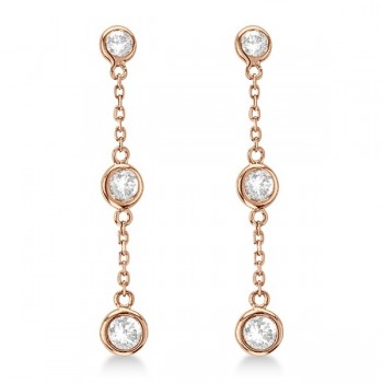 Diamond Drop Earrings Bezel-Set Dangles 14k Rose Gold (0.25ct)