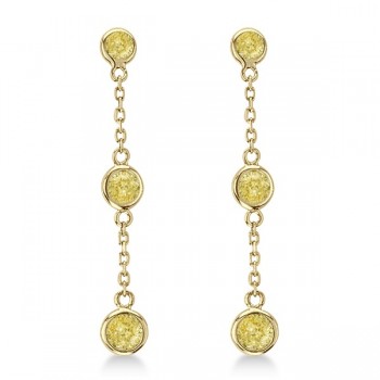 Fancy Yellow Diamond Station Drop Earrings 14k Yellow Gold (0.25ct)