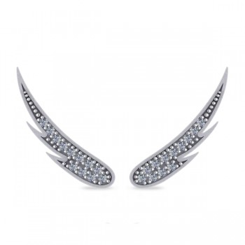 Angel Wings Ear Cuffs Diamond Accented 14K White Gold (0.24ct)