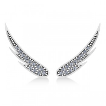 Angel Wings Ear Cuffs Diamond Accented 14K White Gold (0.24ct)