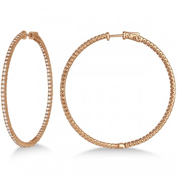 Unique X-Large Diamond Hoop Earrings 14k Rose Gold (3.00ct)