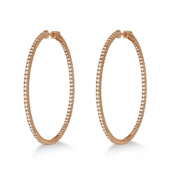 Unique X-Large Diamond Hoop Earrings 14k Rose Gold (3.00ct)