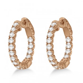 Unique Small Round Diamond Hoop Earrings 14k Rose Gold (1.51ct)