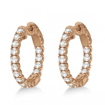 Unique Small Round Diamond Hoop Earrings 14k Rose Gold (1.51ct)