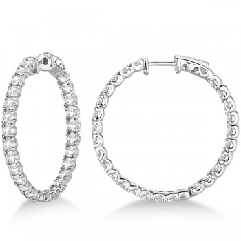 Fancy Medium Round Diamond Hoop Earrings 14k White Gold (5.25ct)
