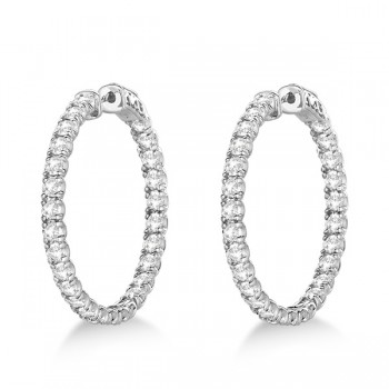 Fancy Medium Round Diamond Hoop Earrings 14k White Gold (5.25ct)