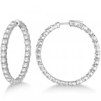 Prong-Set Large Diamond Hoop Earrings 14k White Gold (8.01ct)