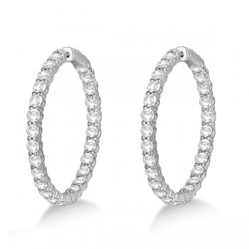 Prong-Set Large Diamond Hoop Earrings 14k White Gold (8.01ct)