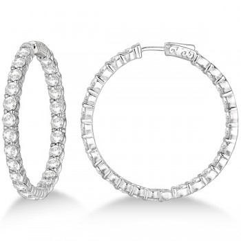 Fancy Prong-Set Large Diamond Hoop Earrings 14k White Gold (10.00ct)