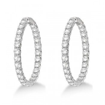 Fancy Prong-Set Large Diamond Hoop Earrings 14k White Gold (10.00ct)