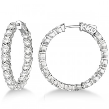 Fancy Medium Round Diamond Hoop Earrings 14k White Gold (7.20ct)