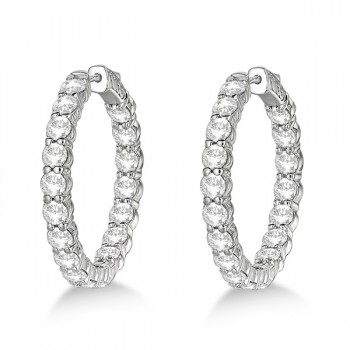 Fancy Medium Round Diamond Hoop Earrings 14k White Gold (7.20ct)