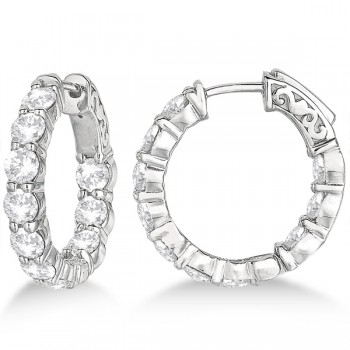 Small Round Diamond Hoop Earrings 14k White Gold (4.00ct)