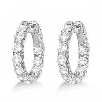 Small Round Diamond Hoop Earrings 14k White Gold (4.00ct)