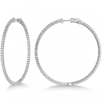 Unique X-Large Diamond Hoop Earrings 14k White Gold (3.00ct)