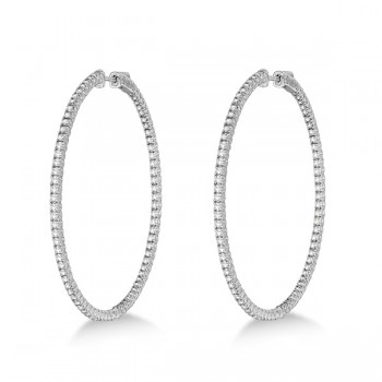Unique X-Large Diamond Hoop Earrings 14k White Gold (3.00ct)