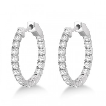 Fancy Small Round Lab Grown Diamond Hoop Earrings 14k White Gold (1.00ct)