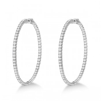 X-Large Round Diamond Hoop Earrings 14k White Gold (5.15ct)