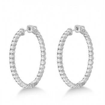 Large Round Diamond Hoop Earrings 14k White Gold (3.25ct)